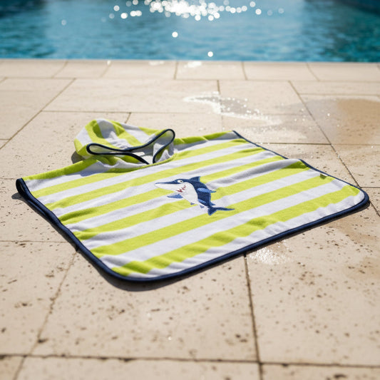 Sunny Splash Shark Poncho Green