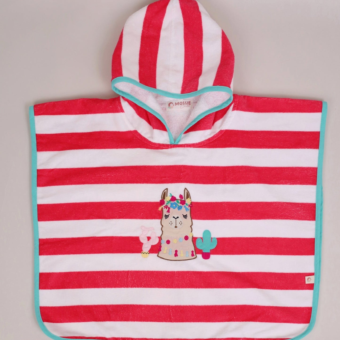 Sunny Splash Llama Poncho Coral